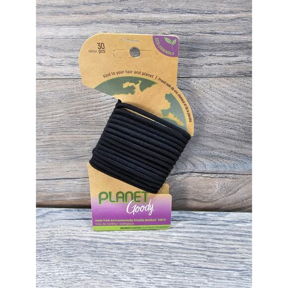Planet Goody Bamboo Elastics Ponytail Holders Pack of 30 Black - Picture 1 of 3